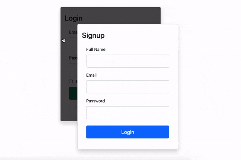 Signup and login form swap
