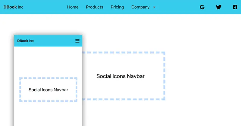 Navbar with social media - Tailwind CSS