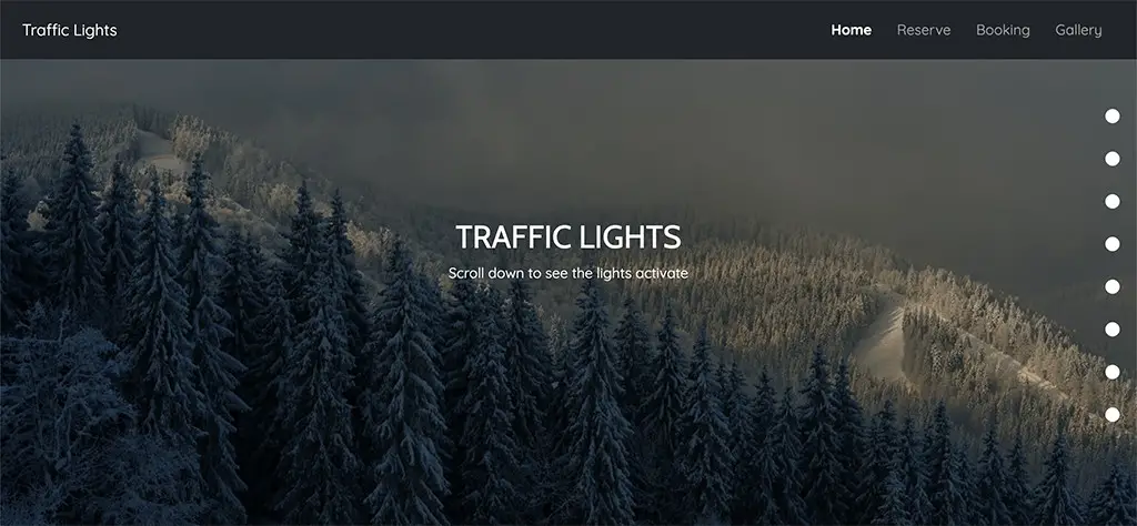 demo screenshot of vertical traffic lights anchor links