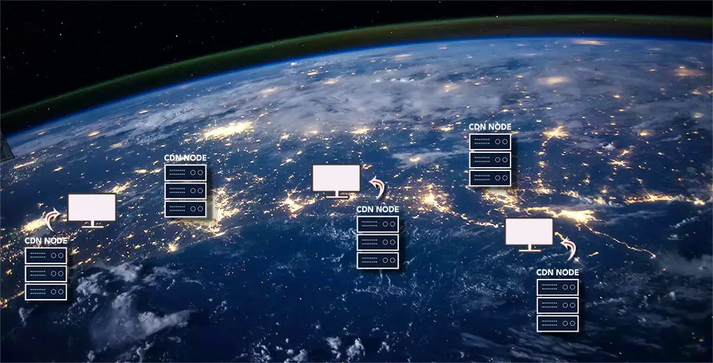 Earth areal view with cdns deployed