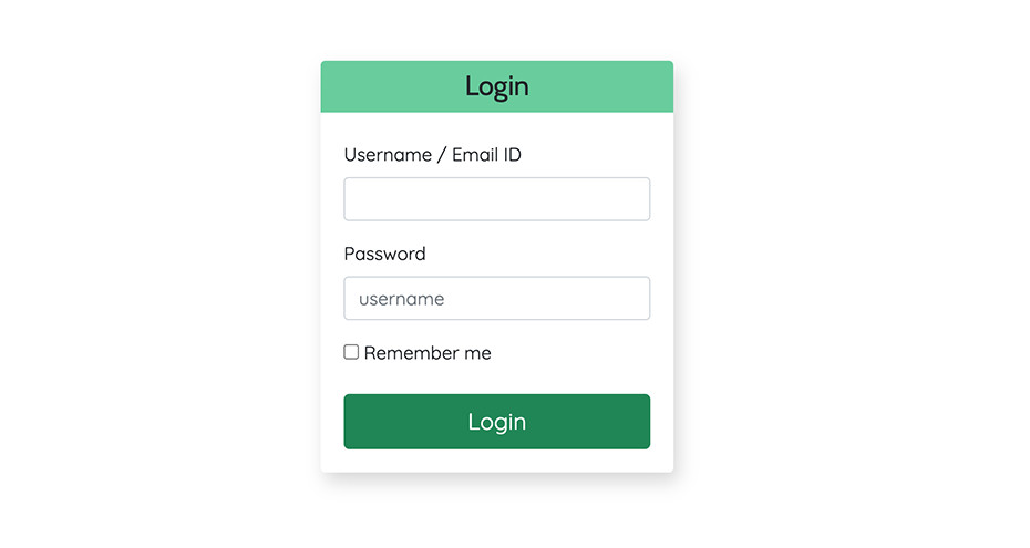 login form centered in page