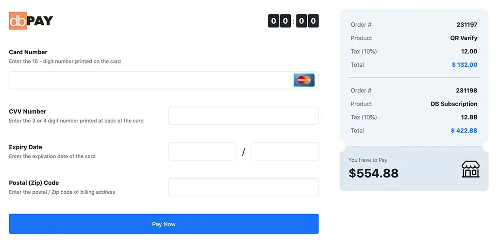 Simple payment page