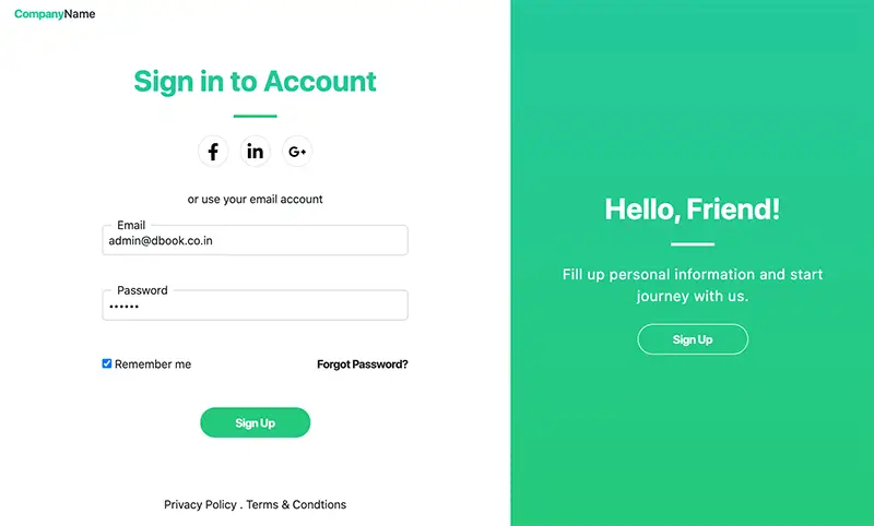 Login & Welcome Page